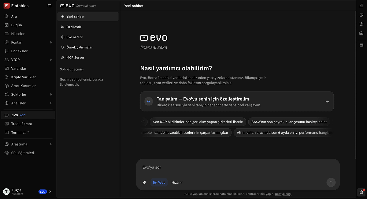 Fintables’tan finansal yapay zeka asistanı: Evo