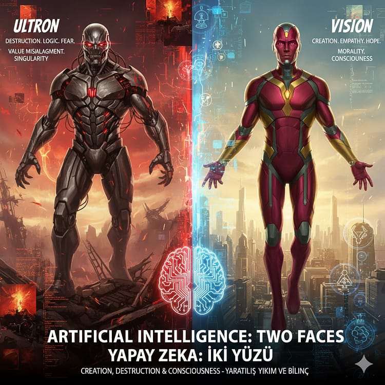Ultron ve Vision: Yapay Zekanın İki Yüzü – Yaratılış, Yıkım ve Bilinç